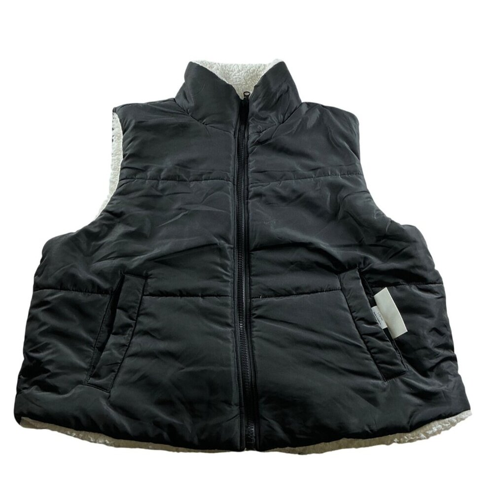 No Boundaries | Youth Black Faux Sherpa Puffer Vest, Size L